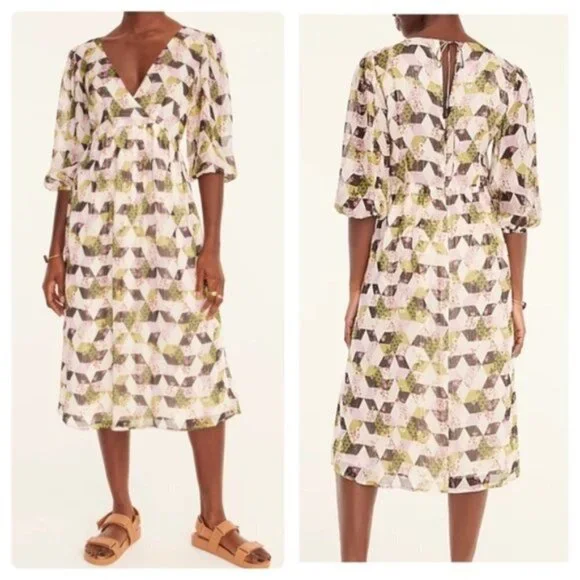 J Crew Lurex chiffon midi dress - Picture 1 of 10